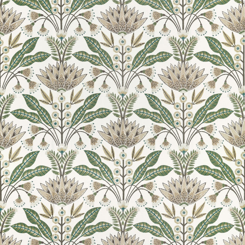 F914610 Lotus Green and Beige Fabric by Thibaut