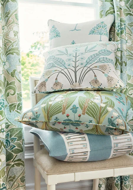 Lotus Spa Blue Fairhaven Fabric by Thibaut