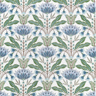 F914612 Lotus Blue and Green Fabric by Thibaut