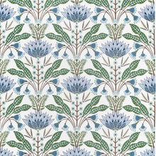 F914612 Lotus Blue and Green Fabric by Thibaut