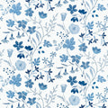 Bloom Blue and White Fairhaven Fabric by Thibaut