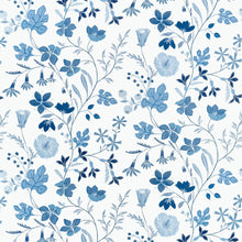 F914626 Bloom Blue and White Fabric by Thibaut