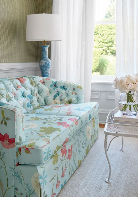 Bloom Spa Blue Fairhaven Fabric by Thibaut