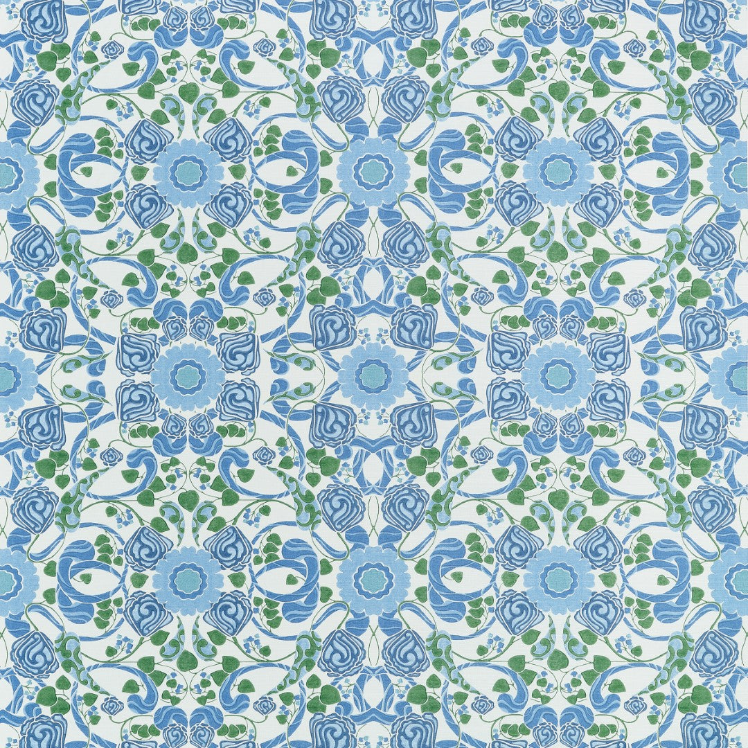 F914644 Margaux Blue and Green Fabric by Thibaut