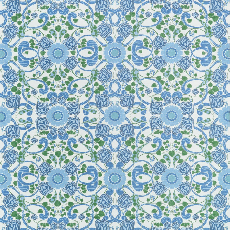 F914644 Margaux Blue and Green Fabric by Thibaut
