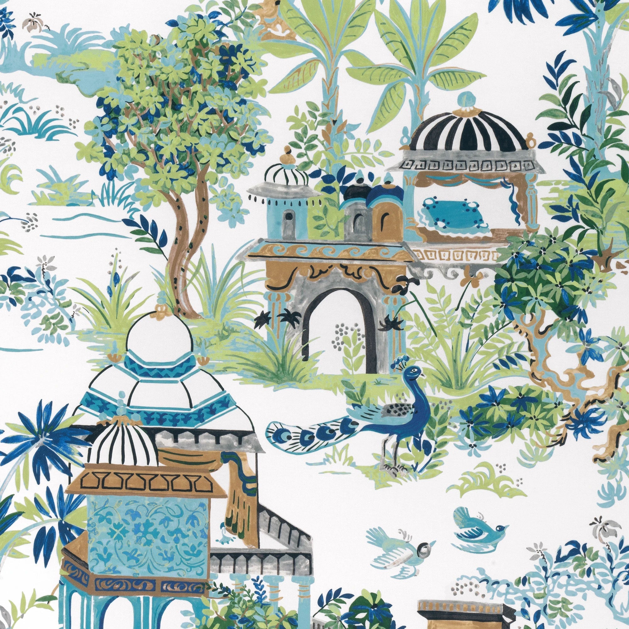F920820 Mystic Garden Blue and Green Eden Fabric by Thibaut