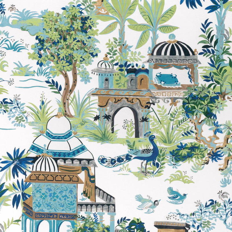 F920820 Mystic Garden Blue and Green Eden Fabric by Thibaut
