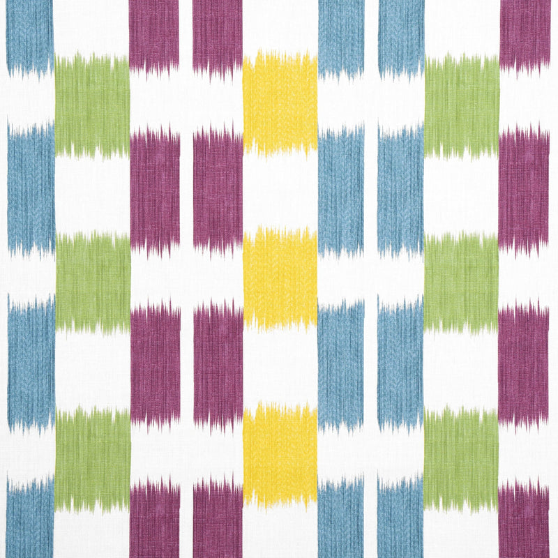 F920834 Kasuri Plum and Teal Eden Fabric by Thibaut