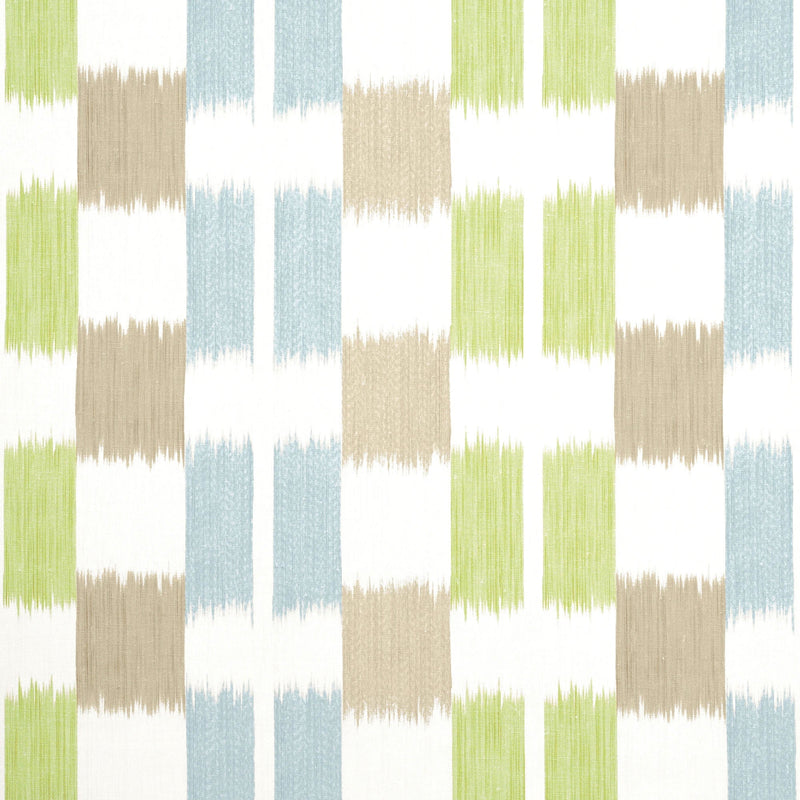 F920836 Kasuri Green and Spa Blue Eden Fabric by Thibaut