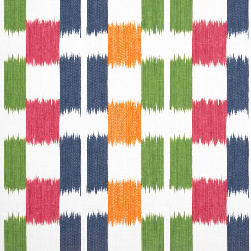 F920838 Kasuri Green and Pink Eden Fabric by Thibaut