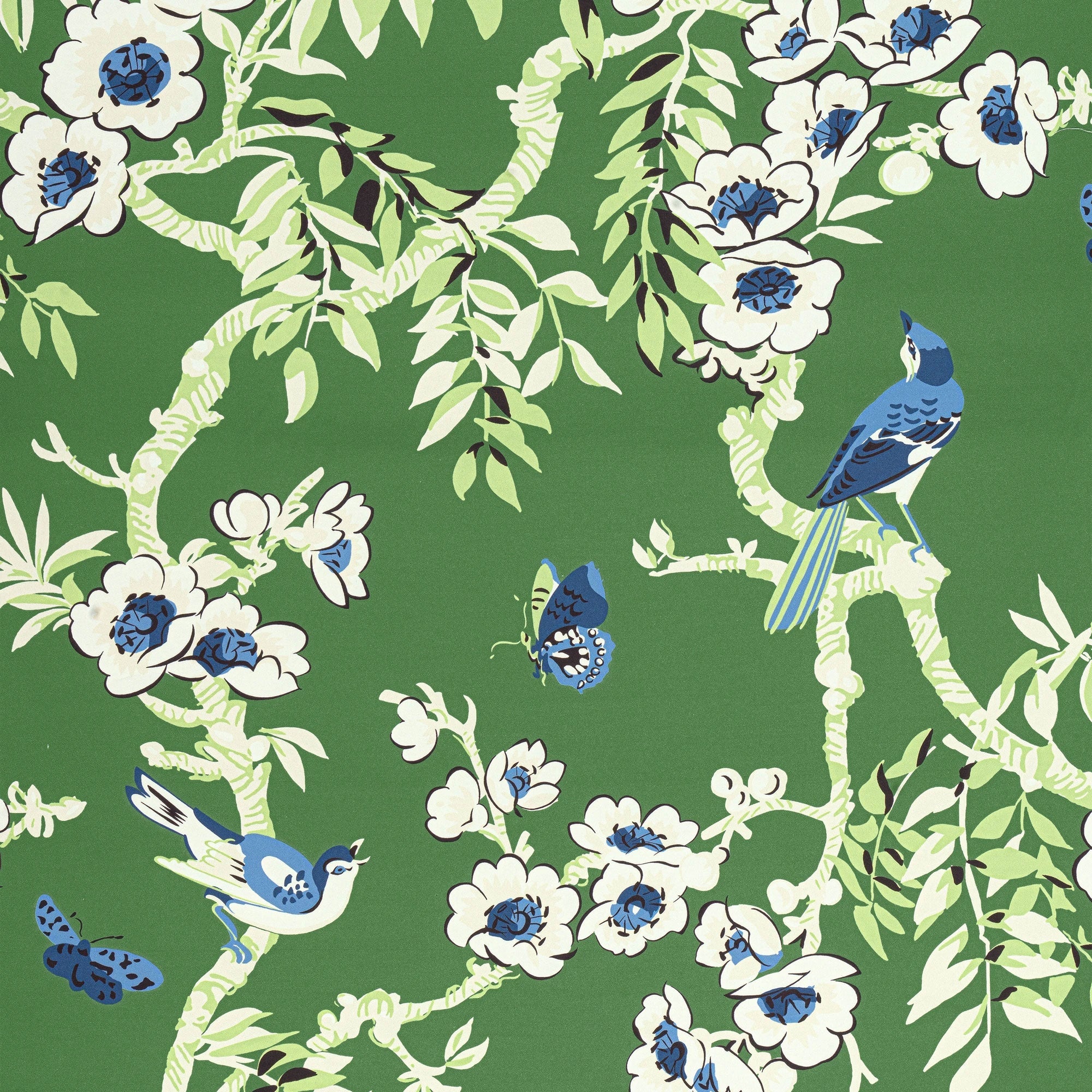 F920841 Yukio Green Eden Fabric by Thibaut