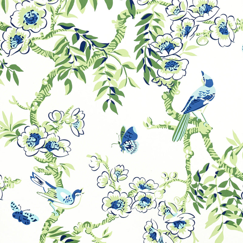 F920842 Yukio Blue and Green Eden Fabric by Thibaut
