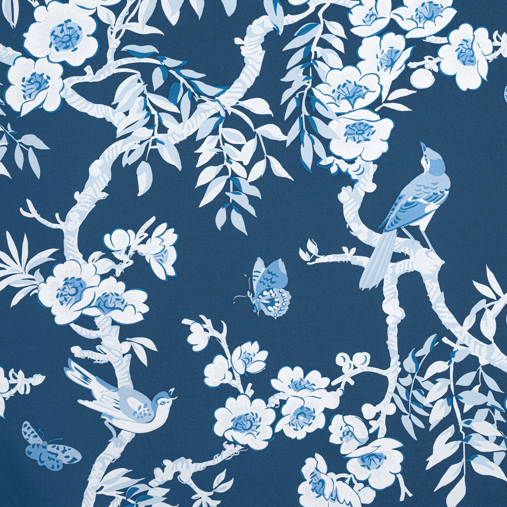 F920844 Yukio Navy and White Eden Fabric by Thibaut