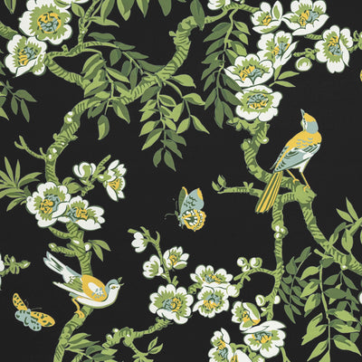 Yukio Black Eden Fabric by Thibaut