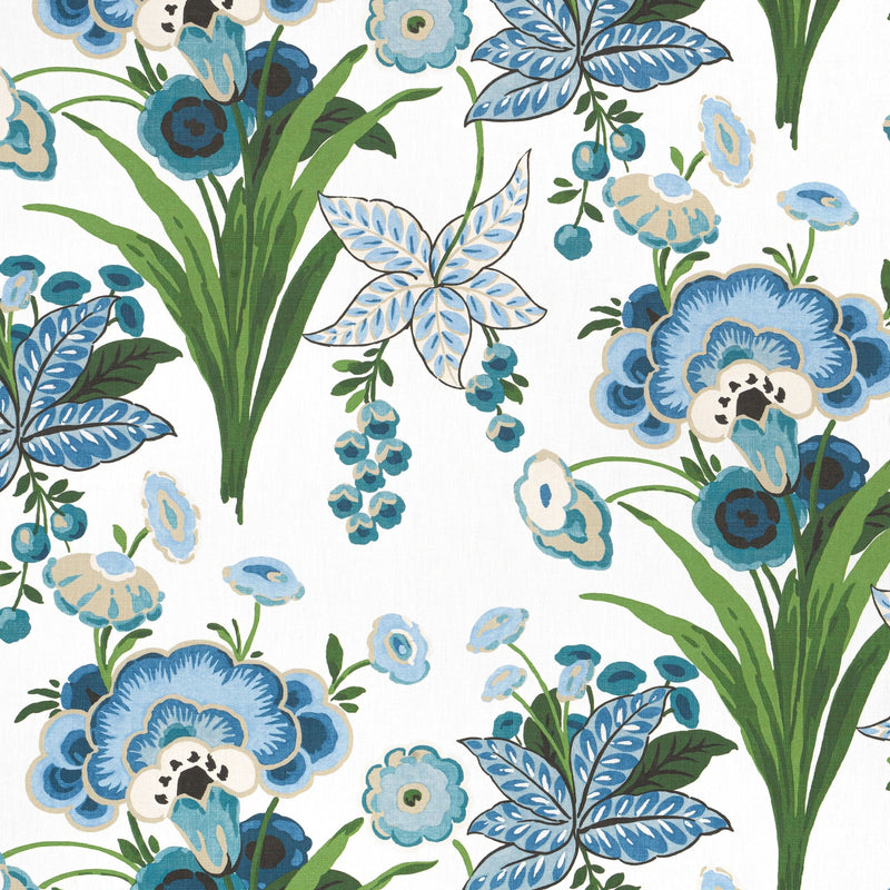 F920851 Pasadena Blue and Green Eden Fabric by Thibaut