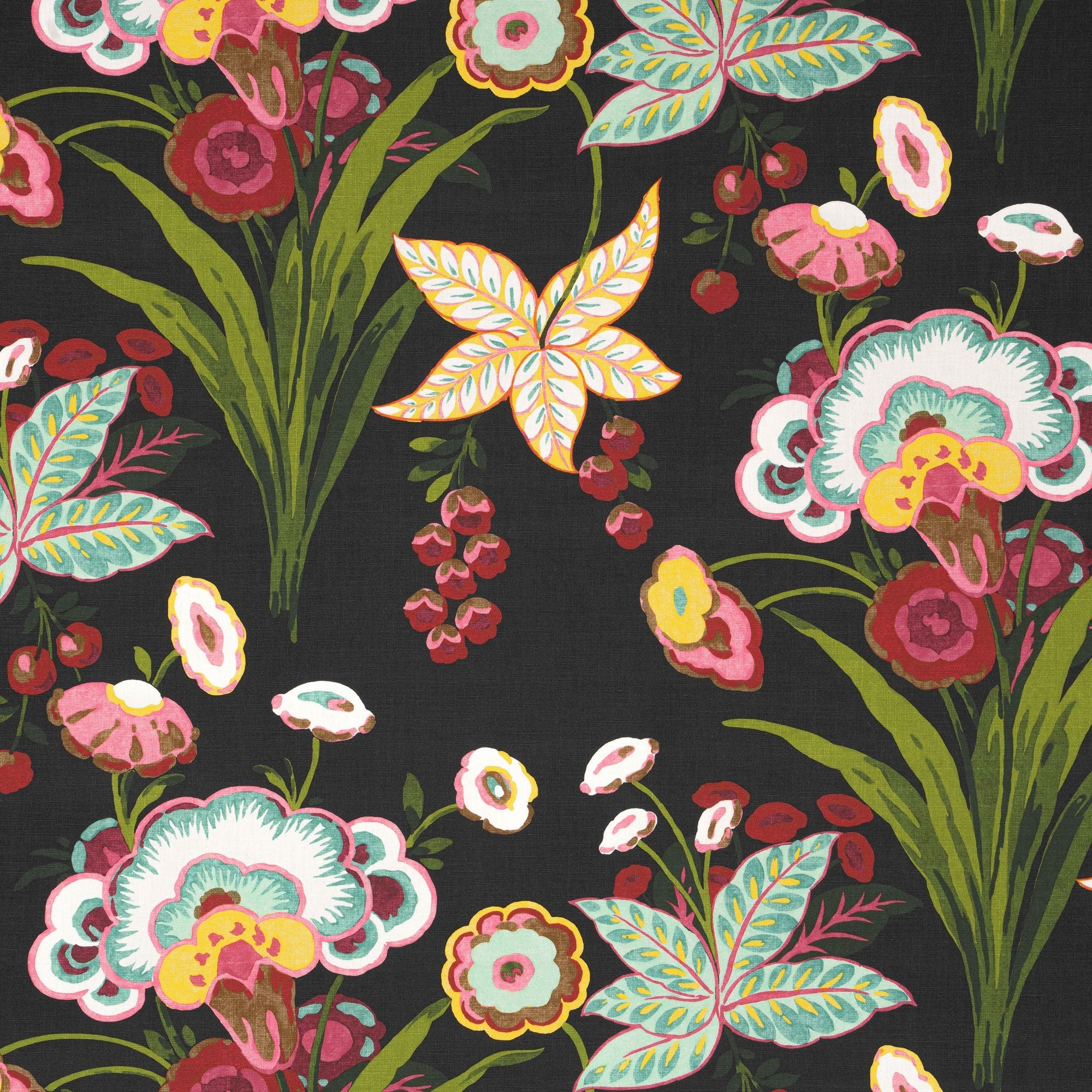 F920853 Pasadena Black Eden Fabric by Thibaut