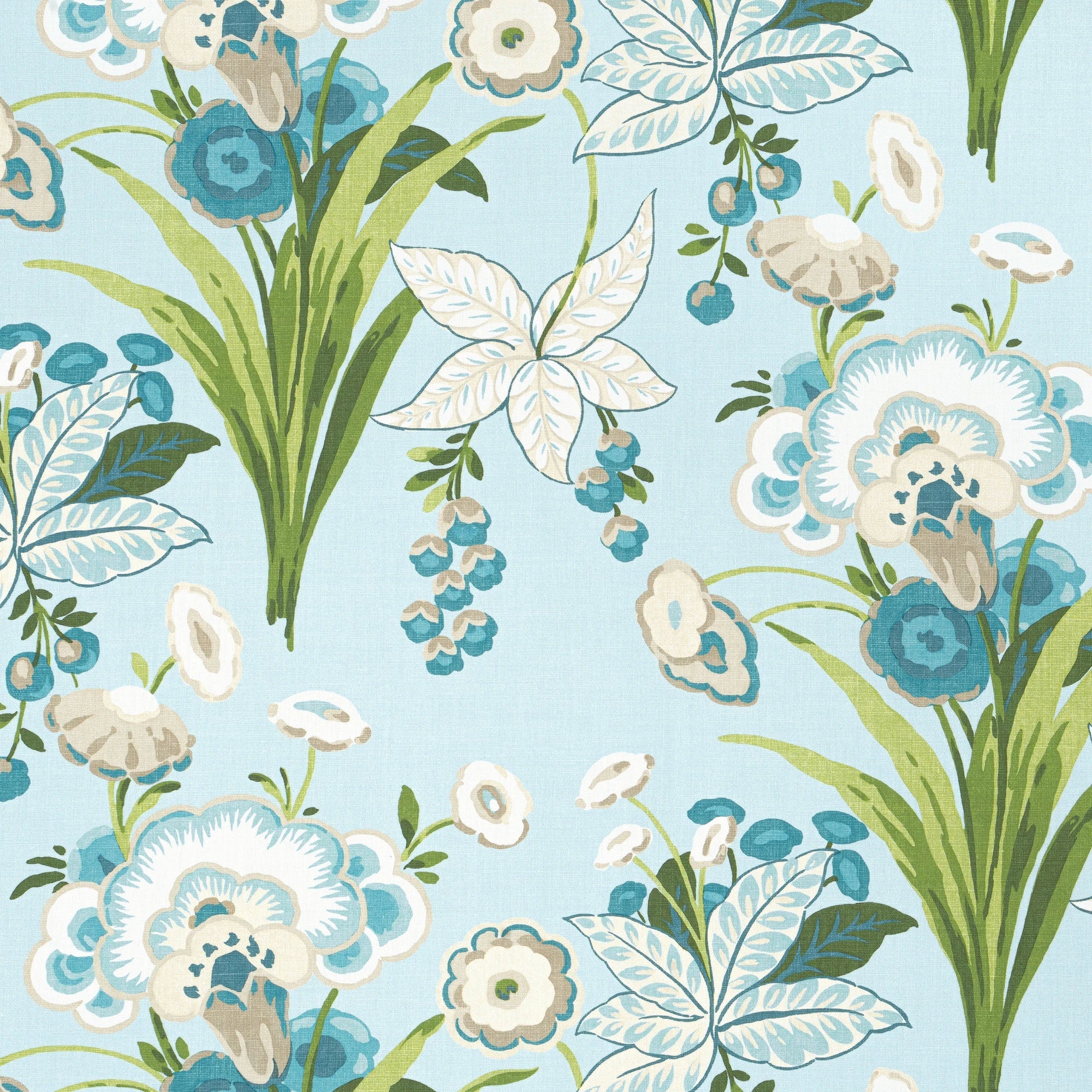 F920855 Pasadena Spa Blue Eden Fabric by Thibaut