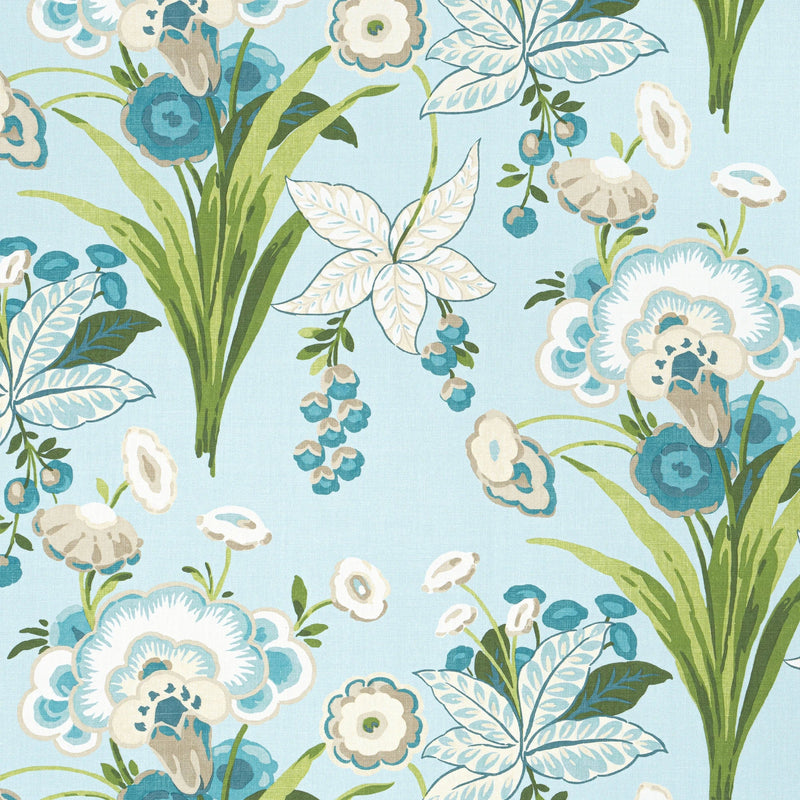 F920855 Pasadena Spa Blue Eden Fabric by Thibaut