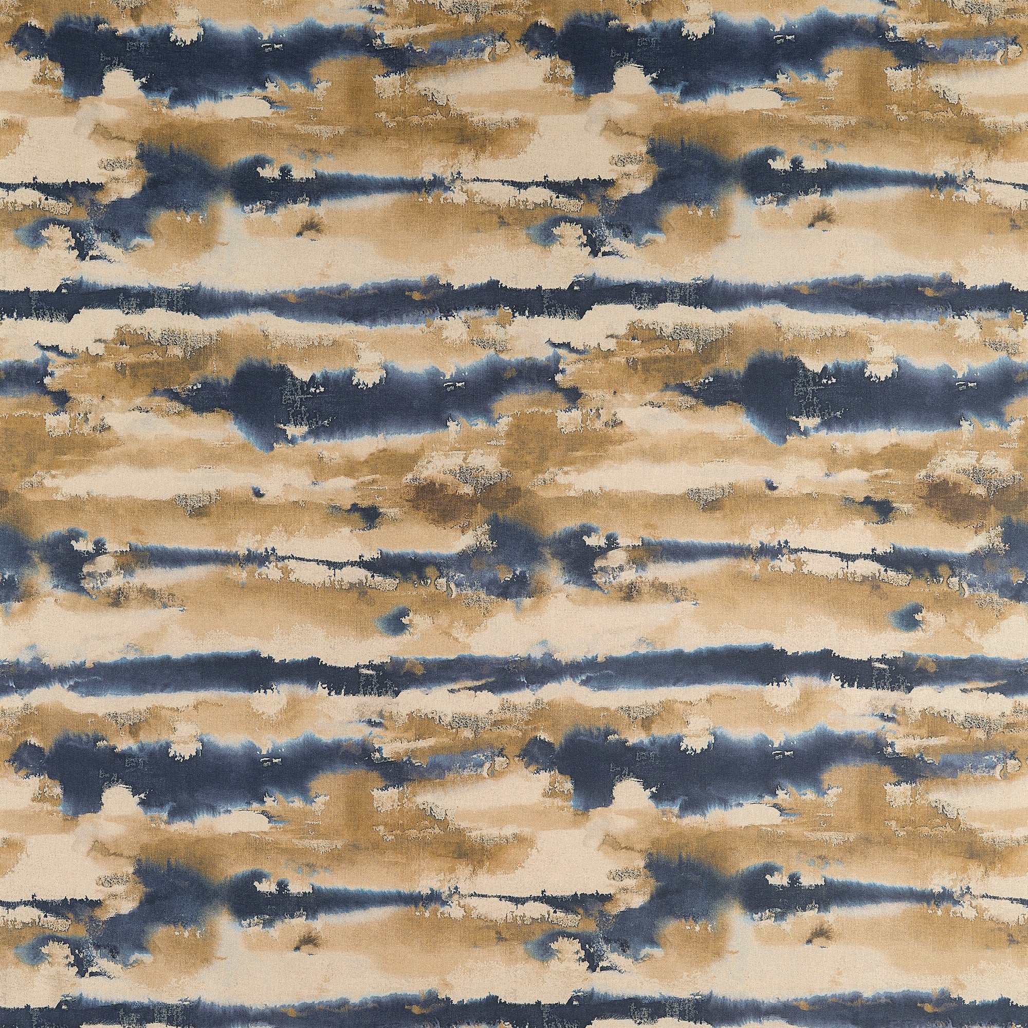 F924419 Silver Lining Indigo and Gold Yutori Fabric by Thibaut
