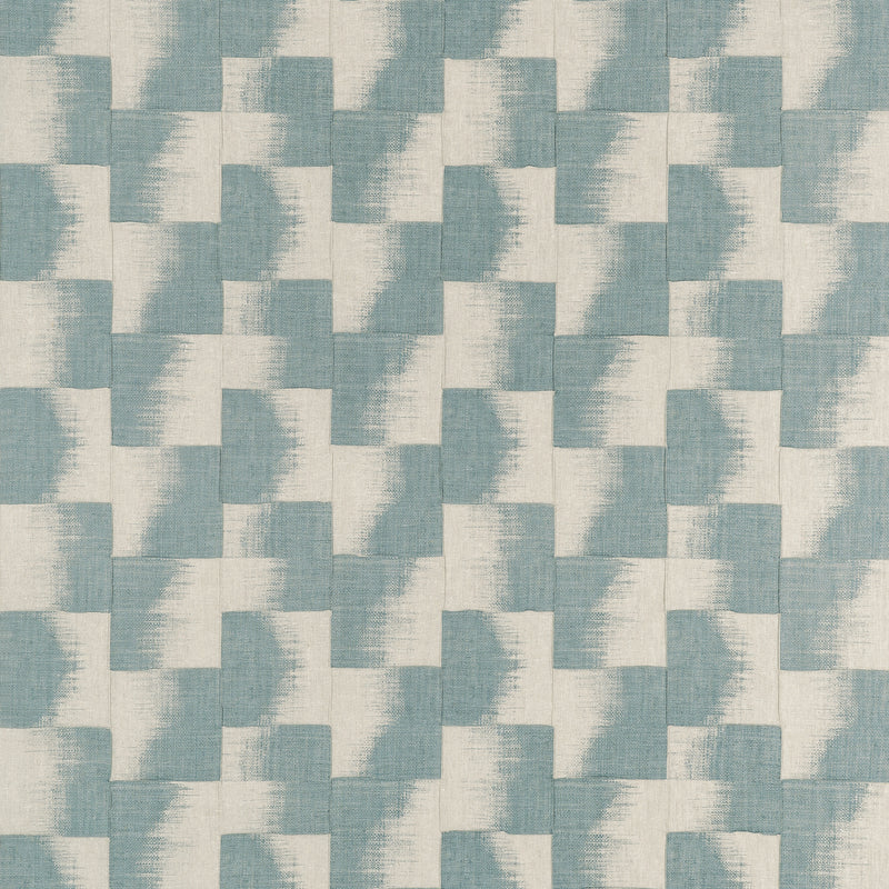 F924429 Raffia Squares Mineral Yutori Fabric by Thibaut