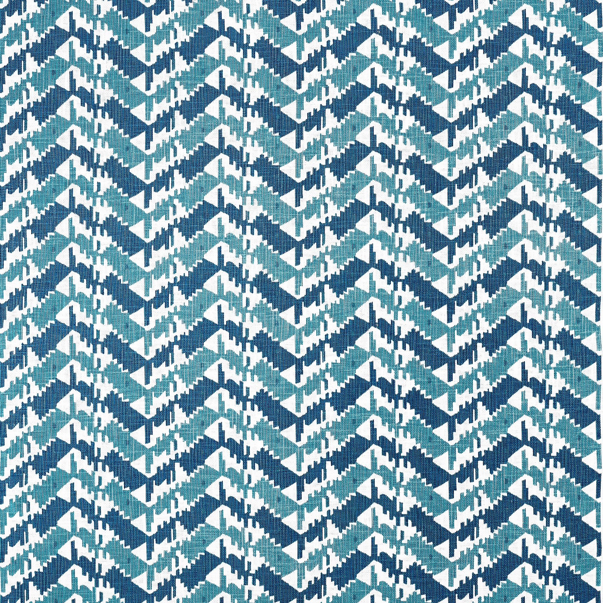 F945004 Melrose Check Navy and Peacock Wanderlust Fabric by Thibaut
