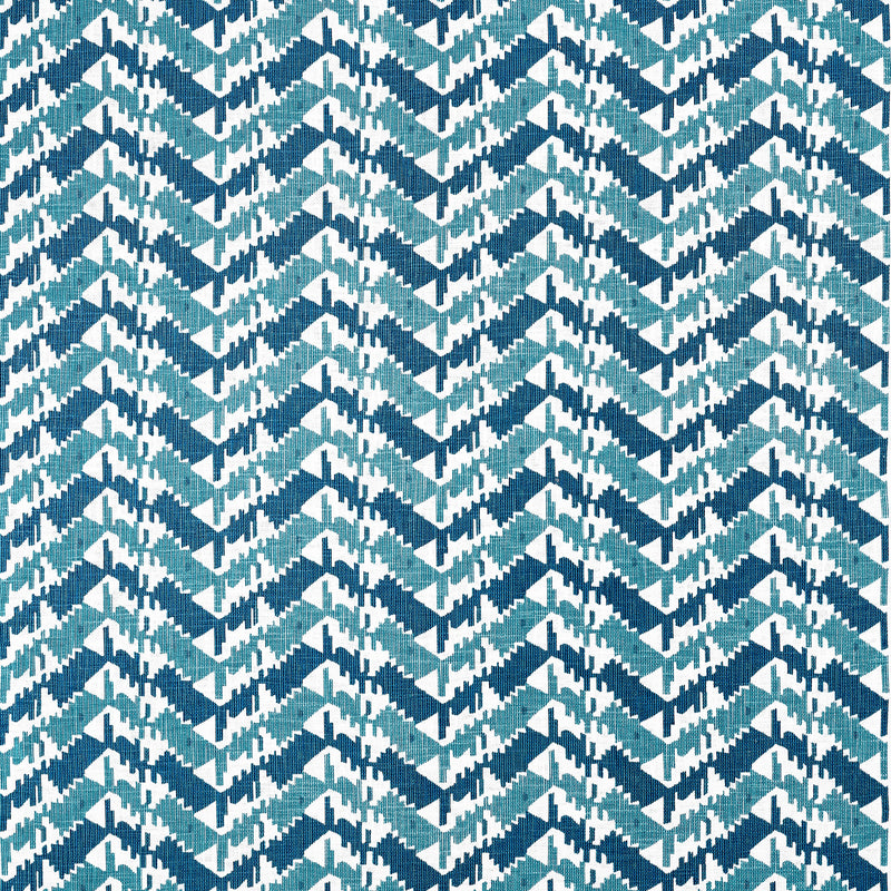F945004 Melrose Check Navy and Peacock Wanderlust Fabric by Thibaut