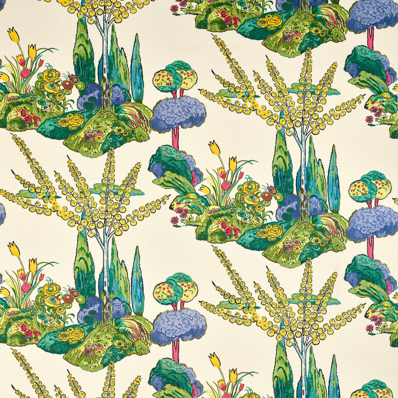 F945029 Orleans Yellow and Red Wanderlust Fabric by Thibaut