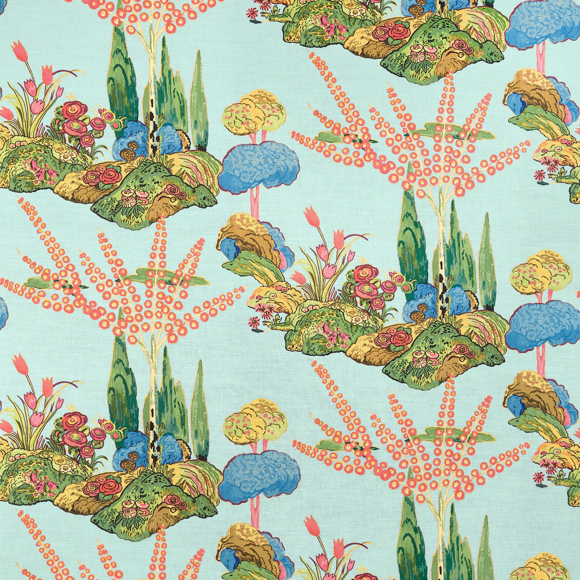 F945030 Orleans Turquoise Wanderlust Fabric by Thibaut