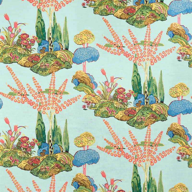 F945030 Orleans Turquoise Wanderlust Fabric by Thibaut
