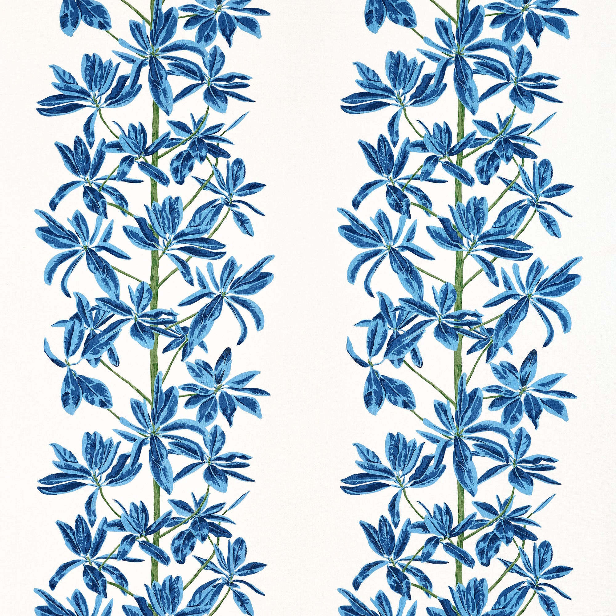 F945032 Mangrove Tree Blue and White Wanderlust Fabric by Thibaut