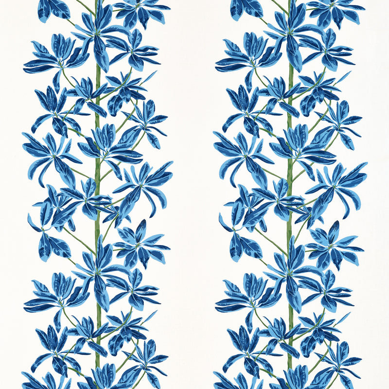F945032 Mangrove Tree Blue and White Wanderlust Fabric by Thibaut
