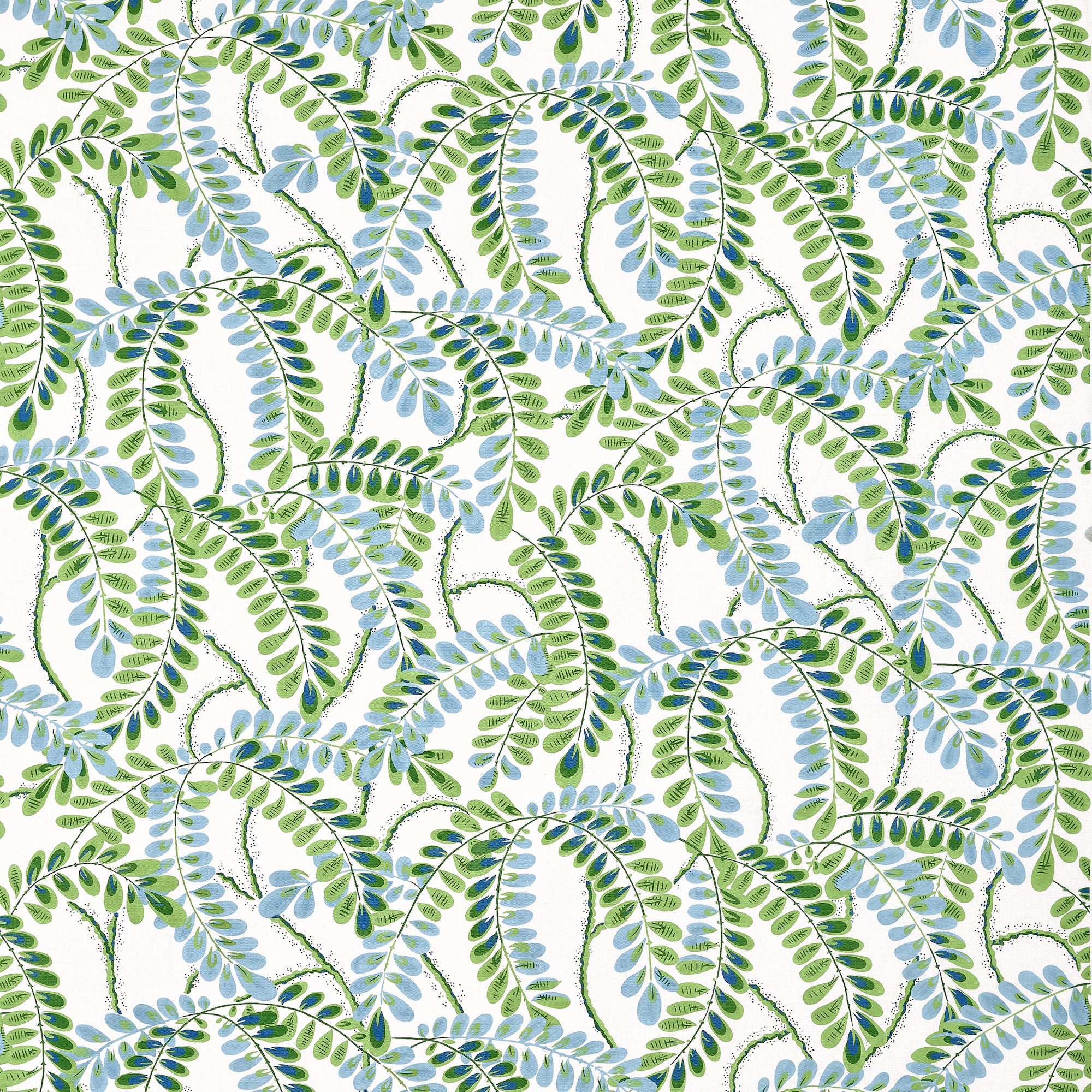 F945038 Augusta Blue and Green Wanderlust Fabric by Thibaut