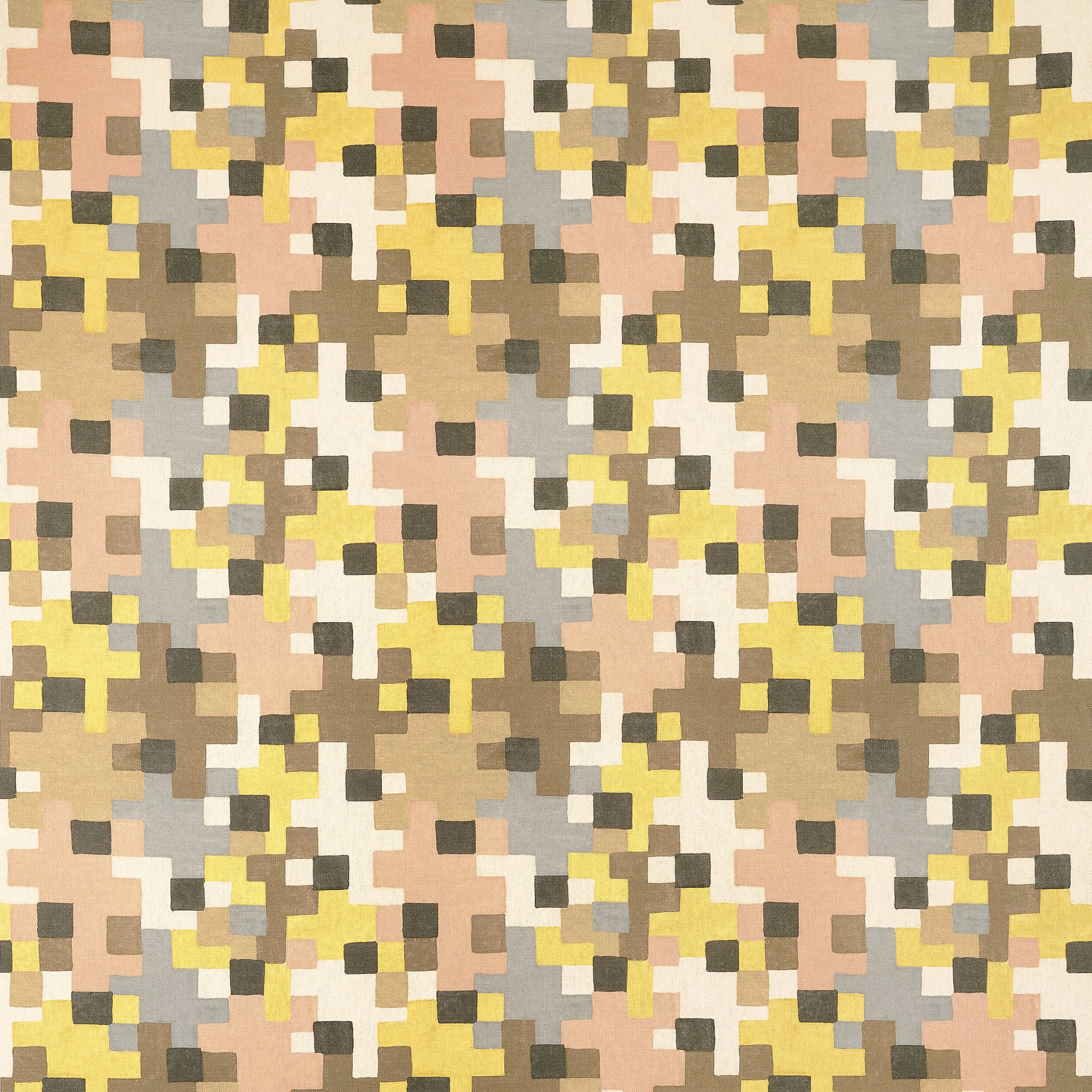 F945043 Pixel Apricot and Ginger Wanderlust Fabric by Thibaut