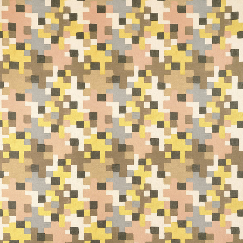 F945043 Pixel Apricot and Ginger Wanderlust Fabric by Thibaut
