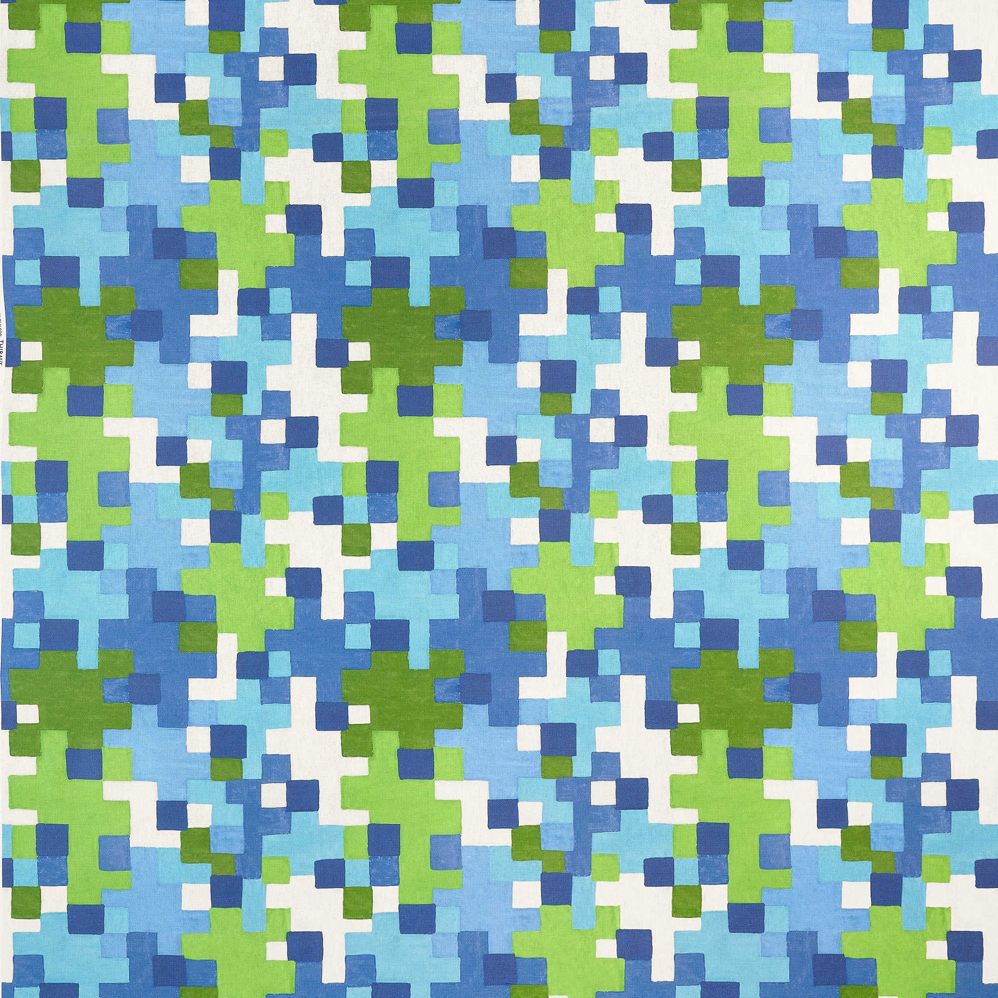 F945044 Pixel Blue and Green Wanderlust Fabric by Thibaut