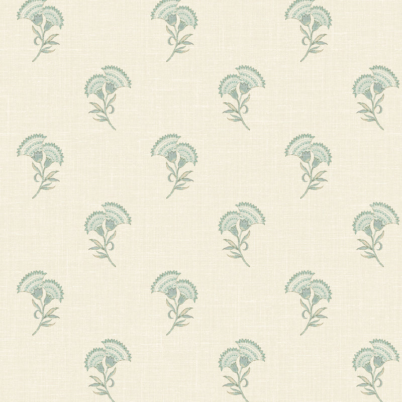 FC60808 Lotus French Country Oasis Blue Wallpaper By Galerie