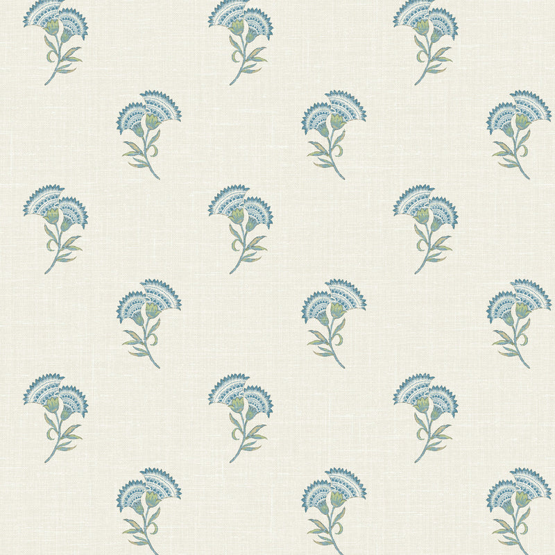 FC60812 Lotus French Country Lake Blue Wallpaper By Galerie