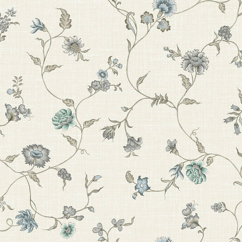 FC61008 Florale French Country Greyed-out Blues Wallpaper By Galerie