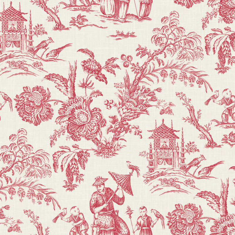 FC61801 Chinois French Country Poppy Red Wallpaper By Galerie