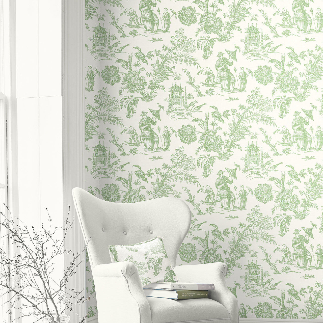 FC61804 Chinois French Country Kiwi Wallpaper By Galerie