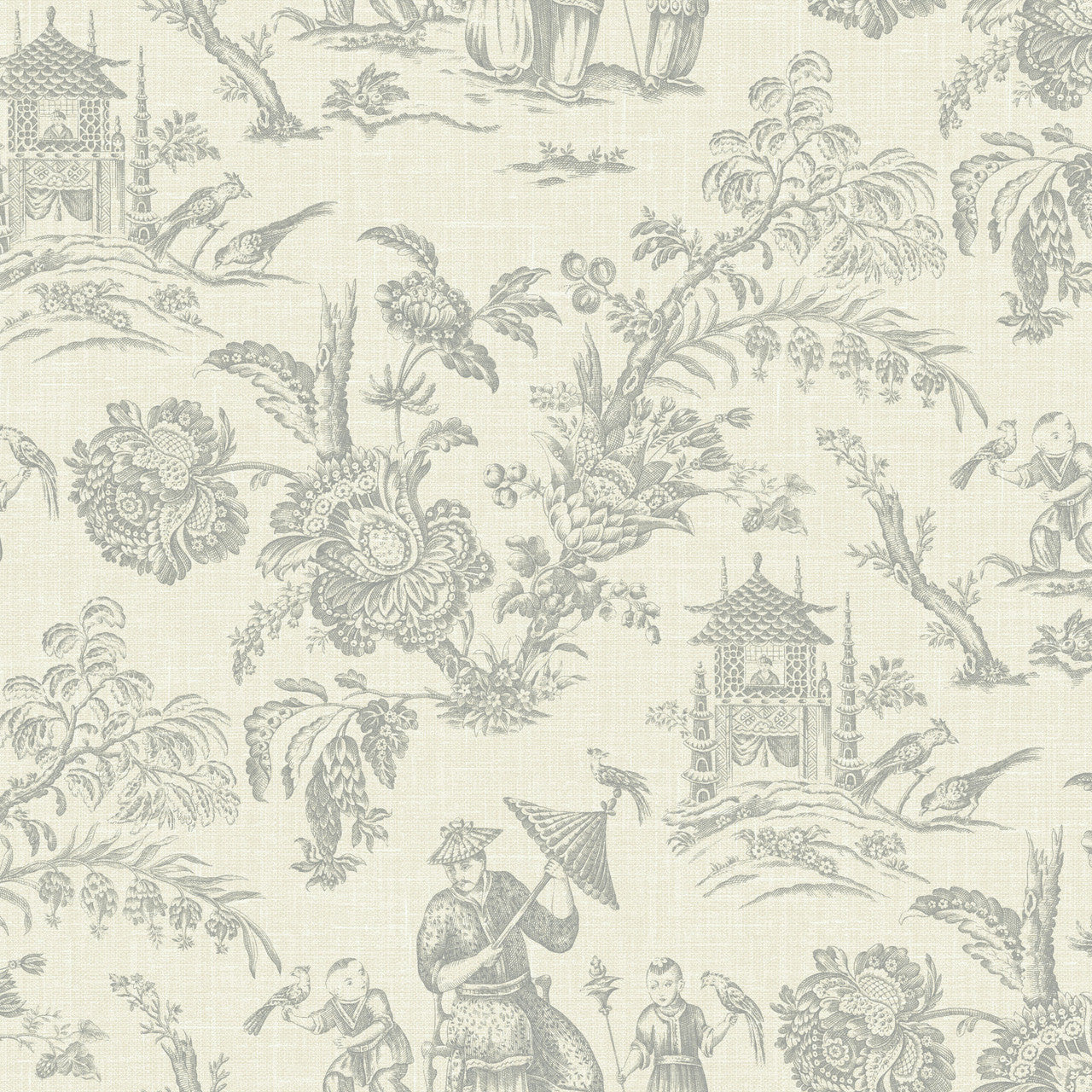 FC61808 Chinois French Country Pelican Gray Wallpaper By Galerie