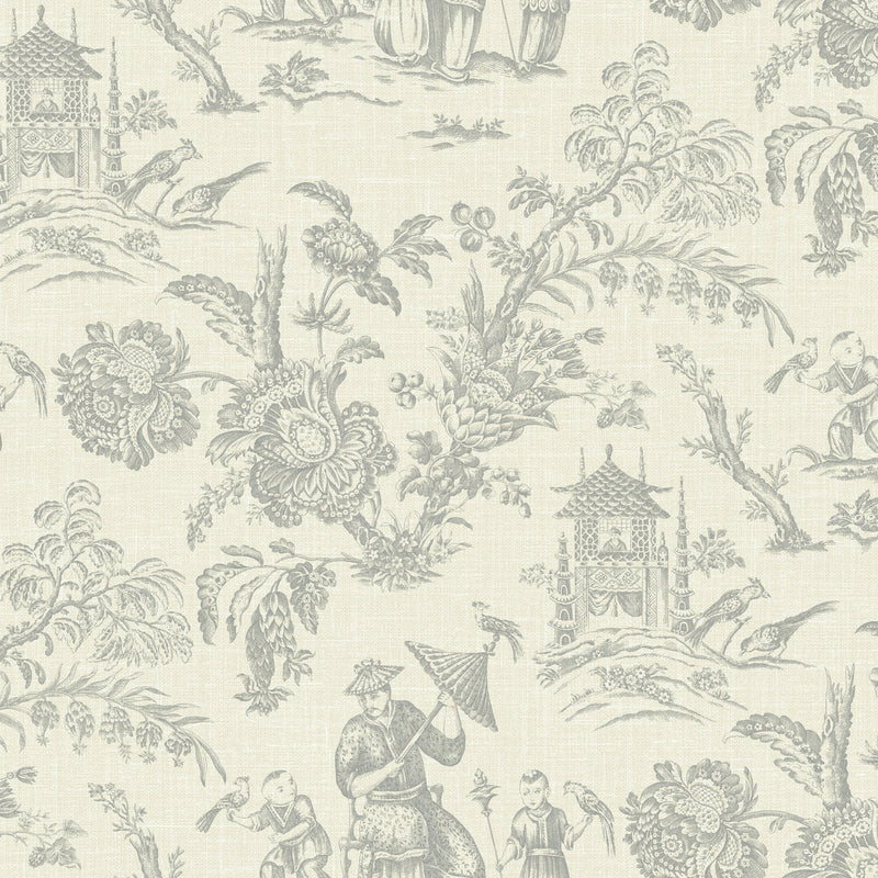 FC61808 Chinois French Country Pelican Gray Wallpaper By Galerie