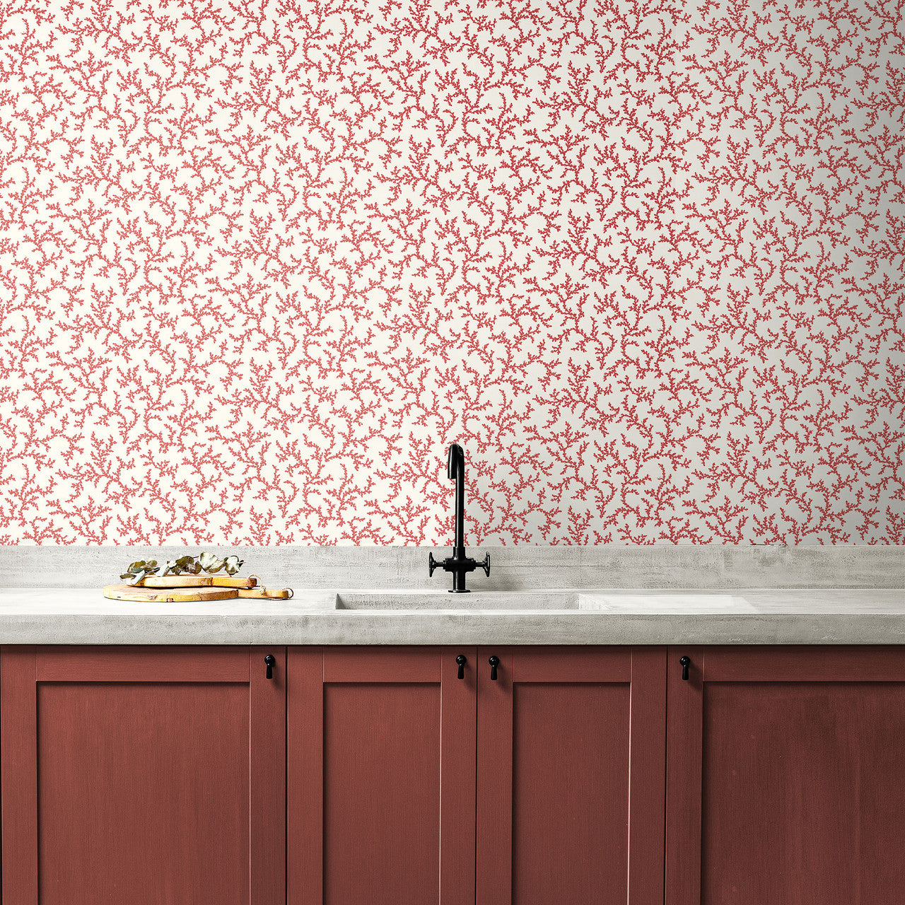 FC62101 Corail French Country Coral Red Wallpaper By Galerie