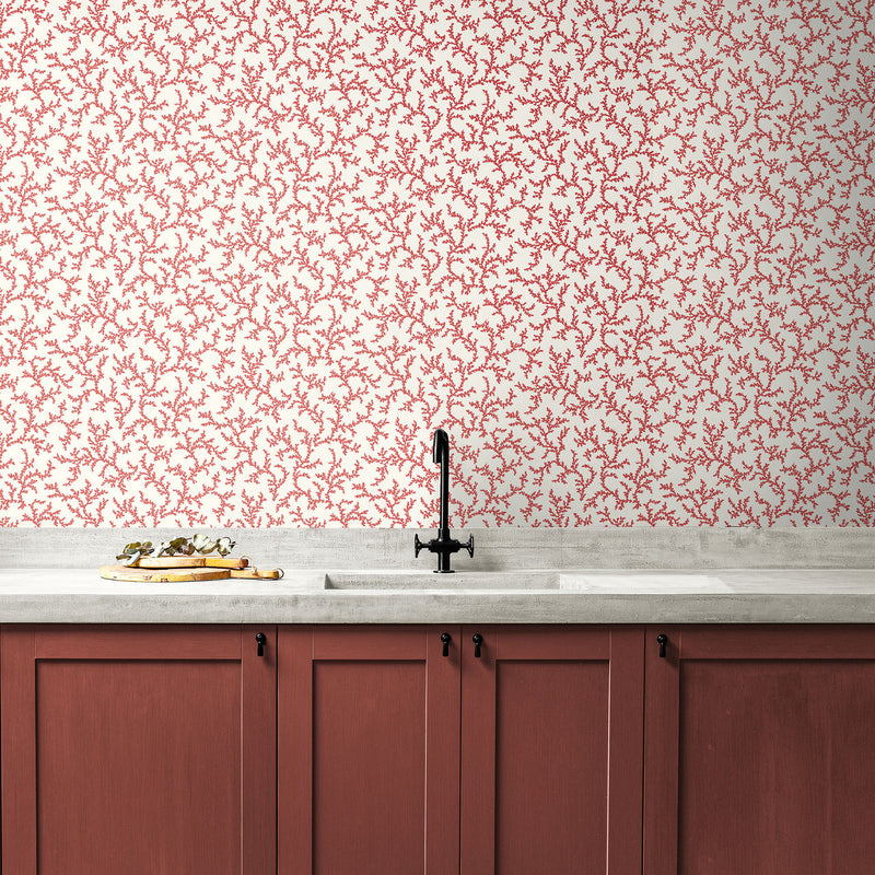 FC62101 Corail French Country Coral Red Wallpaper By Galerie