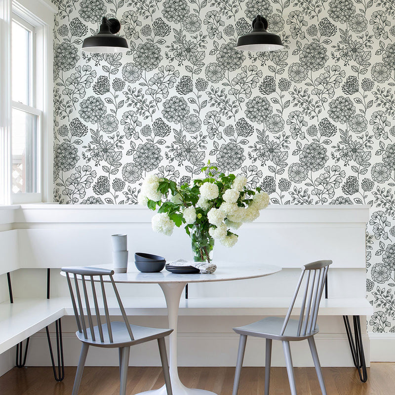 FD26203 Ada Scott Living II by Drew & Jonathan Black and White Wallpaper by A Street Prints