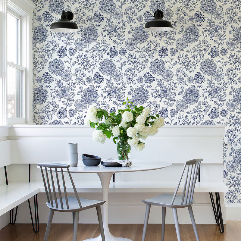 FD26205 Ada Scott Living II by Drew & Jonathan Blue Wallpaper by A Street Prints
