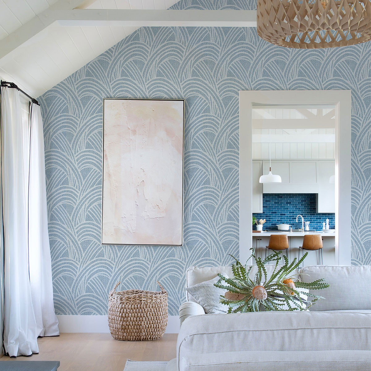 FD26217 Farrah Scott Living II by Drew & Jonathan Blue Wallpaper by A Street Prints