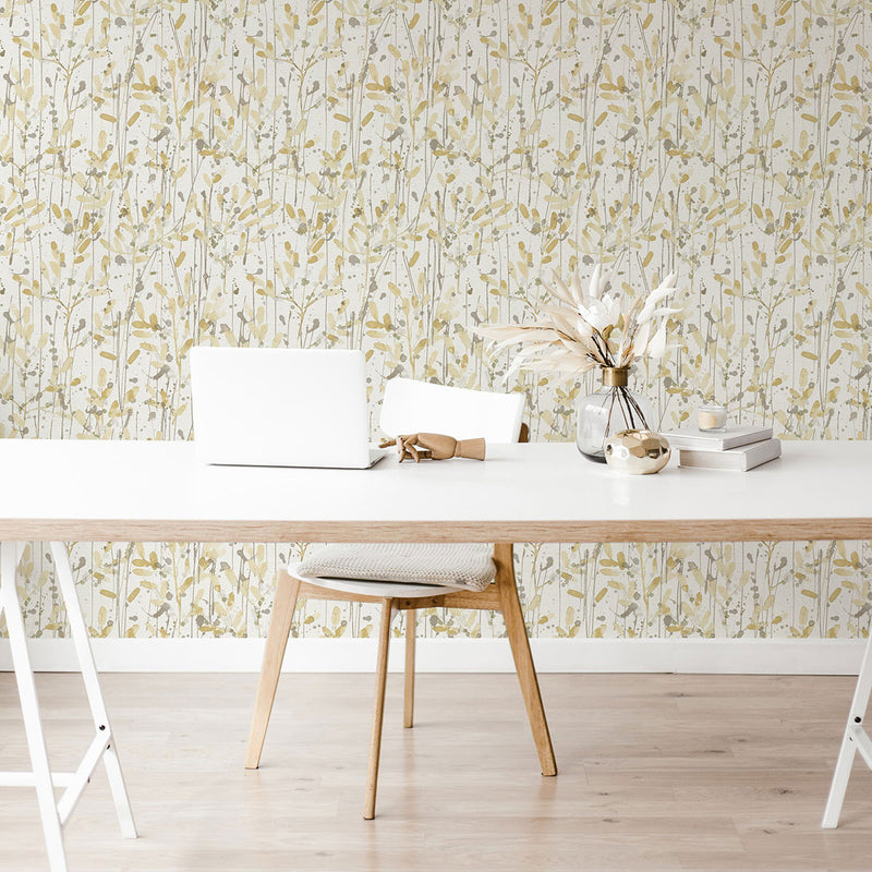 FD26240 Leandra Scott Living II by Drew & Jonathan Yellow and Grey Wallpaper by A Street Prints