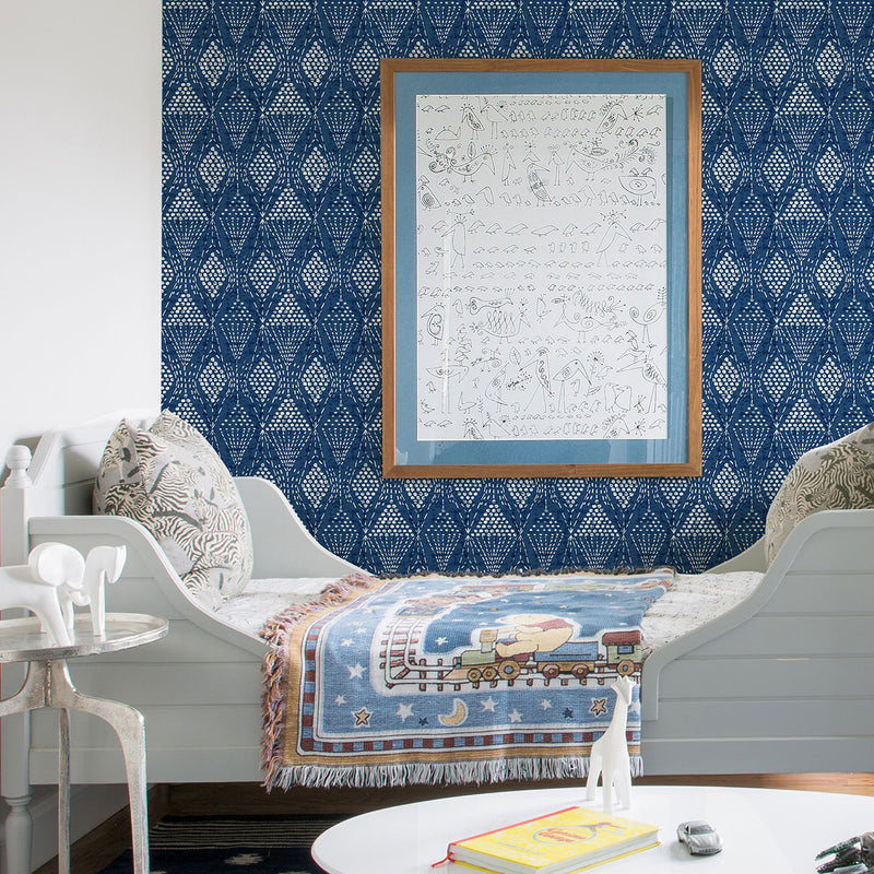 FD26320 Grady Happy Navy Wallpaper by A Street Prints