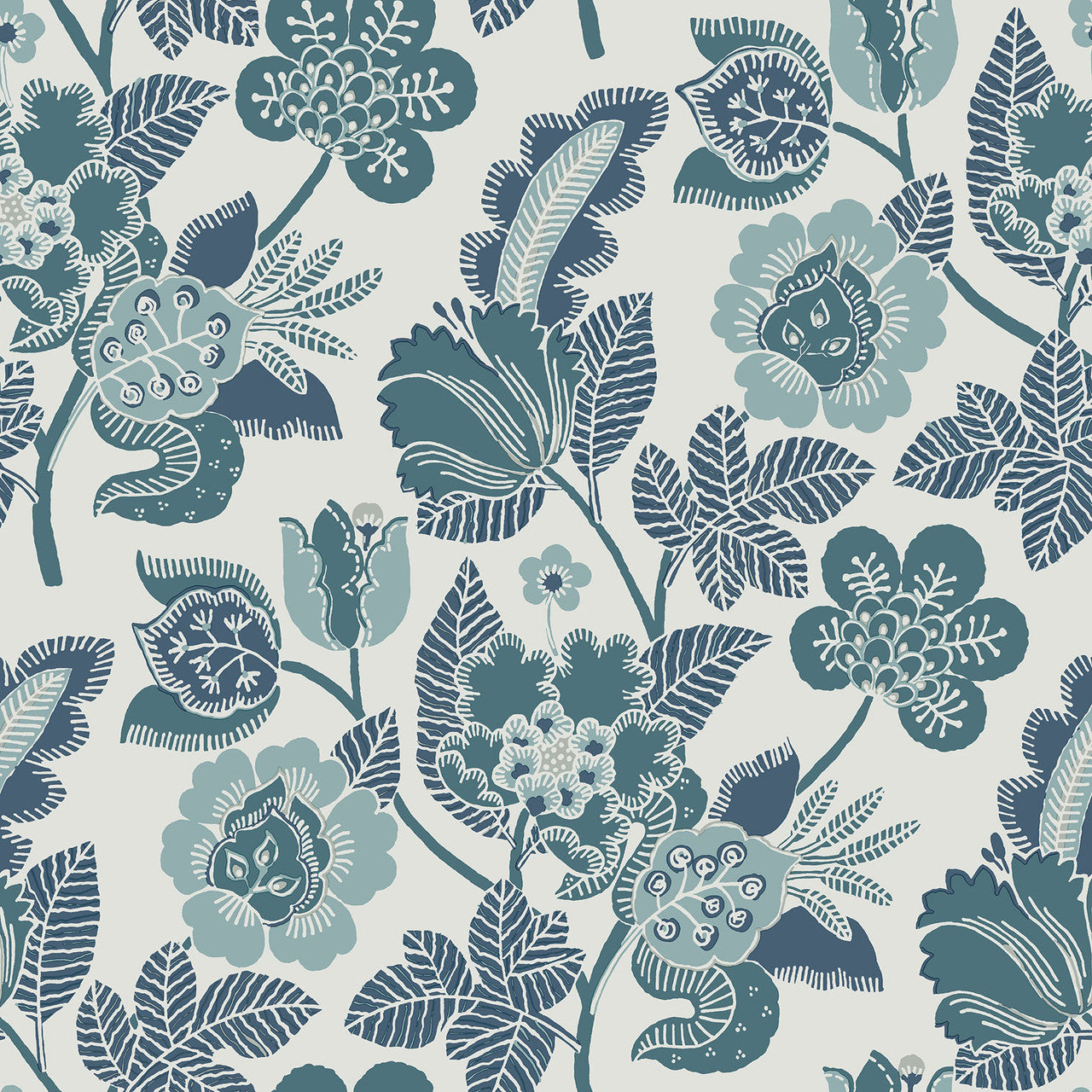 FD26340 Jacobean Happy Teal Wallpaper by A Street Prints